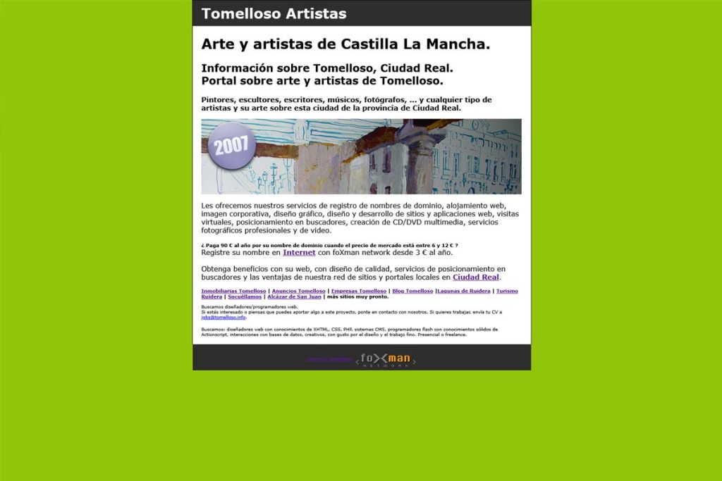 Captura de pantalla de Arte y artistas de Tomelloso